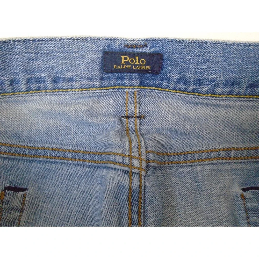 Polo Ralph‎ Lauren Button Fly Blue Faded Distressed Jeans 165/98c Men's 38x30